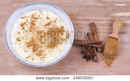 Traditional Delicious Turkish Dessert; Rice Pudding (sutlac)