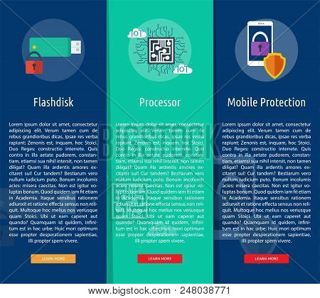 Technology Vertical Banner Concept | Set Of Great Vertical Banner Flat Design Illustration Concepts 