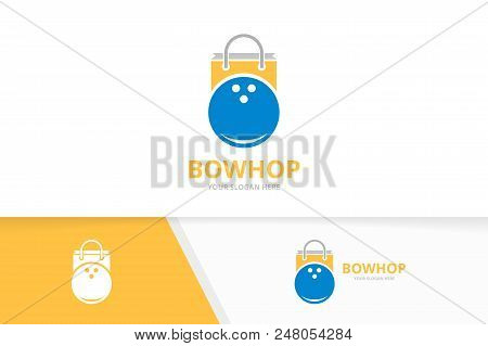 Vector Bowling And Shop Logo Combination. Game And Sale Symbol Or Icon. Unique Kegling And Market Lo