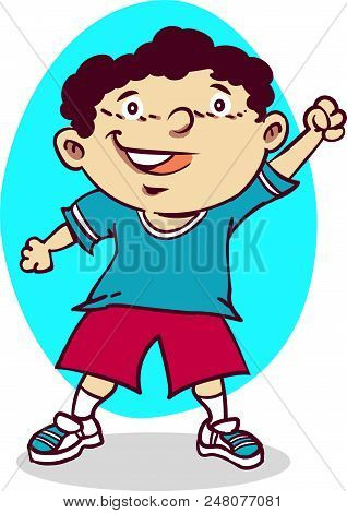 Happy Kid One Arm Up Cartoon [dönüştürülmüş]