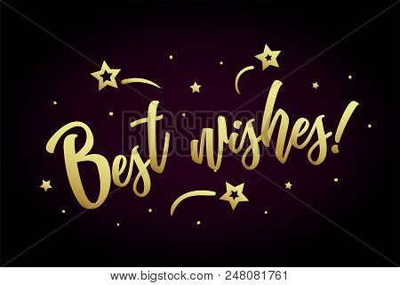 Best Wisher Card, Banner. Beautiful Greeting Poster With Calligraphy Gold Text Word Ribbon Star, Han