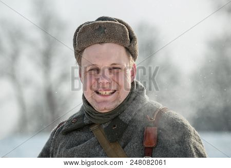 Russian Federation, Pskov District, Velikie Luki - 23 February 2018: Military Historical Reenactment