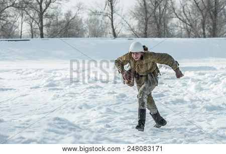 Russian Federation, Pskov District, Velikie Luki - 23 February 2018: Military Historical Reenactment