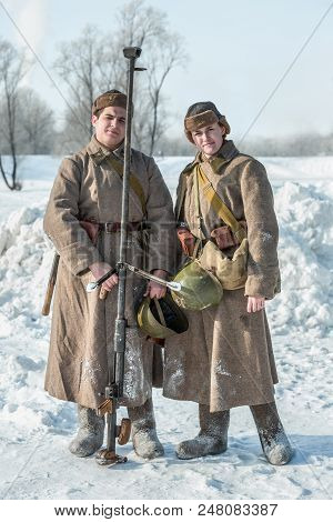 Russian Federation, Pskov District, Velikie Luki - 23 February 2018: Military Historical Reenactment