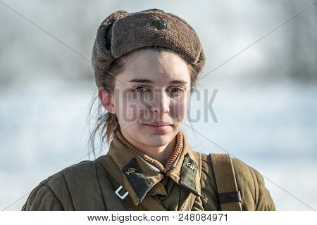 Russian Federation, Pskov District, Velikie Luki - 23 February 2018: Military Historical Reenactment
