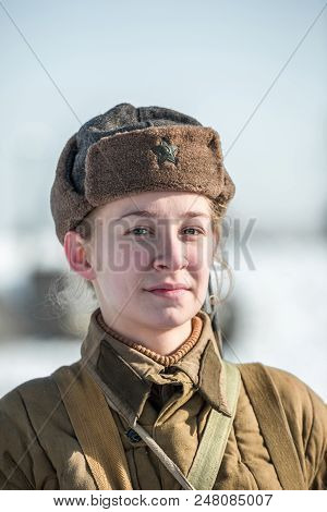 Russian Federation, Pskov District, Velikie Luki - 23 February 2018: Military Historical Reenactment