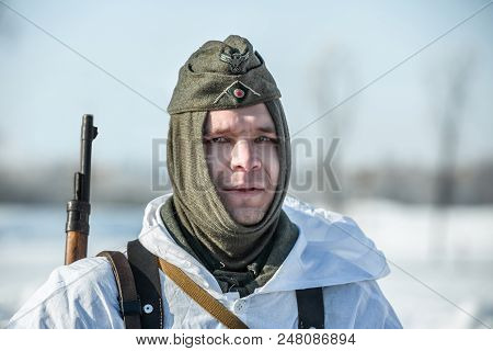 Russian Federation, Pskov District, Velikie Luki - 23 February 2018: Military Historical Reenactment