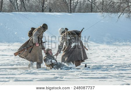 Russian Federation, Pskov District, Velikie Luki - 23 February 2018: Military Historical Reenactment