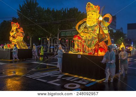 Seoul - May 10 : Participants In A Parade During Lotus Lantern Festival In Seoul , Korea On May 10 2