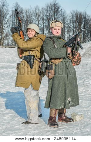 Russian Federation, Pskov District, Velikie Luki - 23 February 2018: Military Historical Reenactment