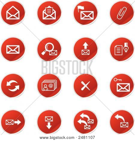 Adesivo rosso E-Mail icone