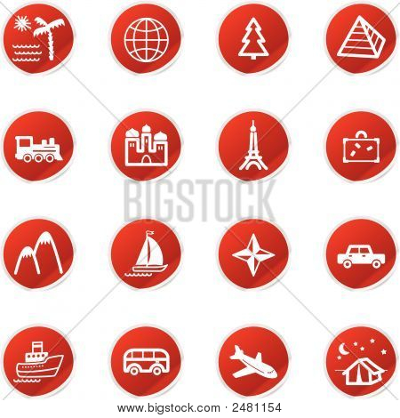 Red Sticker Travel Icons