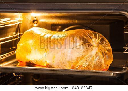 Fresh Meat Packaged In A Special Sleeve For Baking