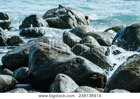 Rocks And The Sea In San Bartolo Beach South Of Lima - Peru