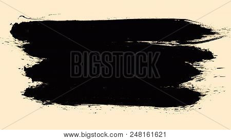 White Painted Brush Strokes On Black Background. Set Of Black Paint Strokes Isolated On White Backgr