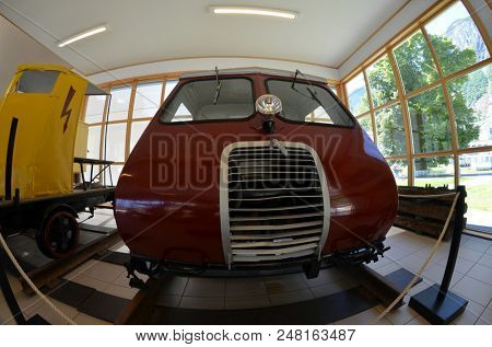 Flam railway museum.Station old Flam Railway. The  Flamsbana is a 20.2-kilometer long railway line between Myrdal and Flam in Aurland, June 17,2018. Flam, Norway, Scandinavia.
