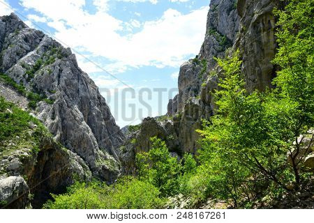 Great Paklenica canyon national park in Velebit mountain, Croatia.