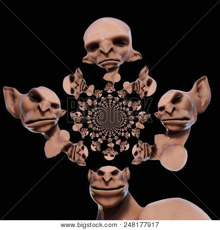 Digital 3D Illustration Of A Creepy Creature