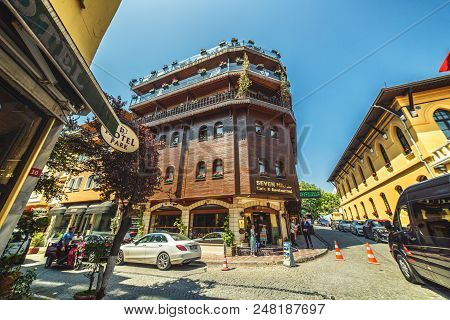 Istanbul, Turkey - May 2, 2018: Seven Hills Hotel, Famous Hotel With Great Panoramic Terrace In The 