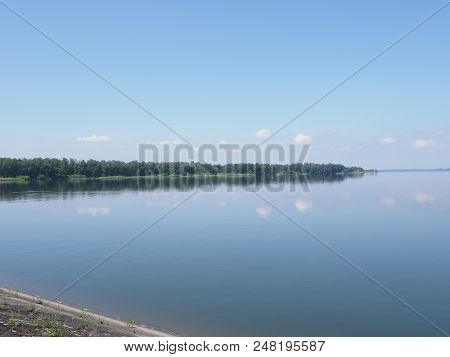 Beauty Lakeside Landscapes And Shoreline Of Artificial Water Goczalkowice Reservoir In European City