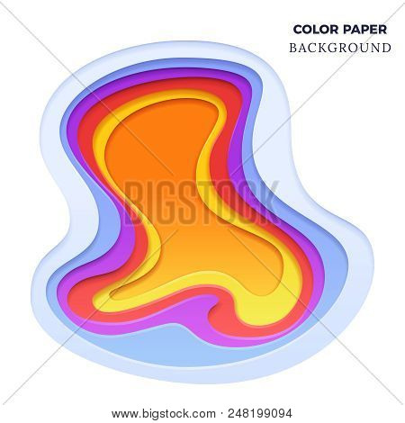 Modern Abstract Background With Paper Cut Color Shapes. Layed Paper Origami Backdrop Element. Vector