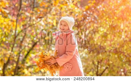 little girl in an autumn forest