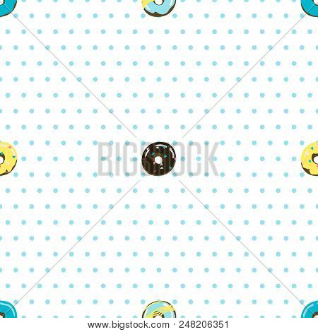 Dotted Seamless Pattern With Donuts. Stock Vector