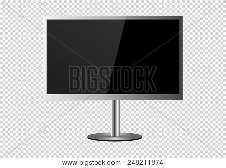 Frame Of Tv. Empty Led Monitor Of Computer Or Black Photo Frame Isolated On A Transparent Background