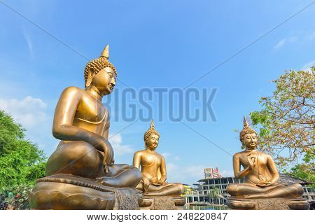 Colombo, Sri Lanka - March 24, 2016: Buddha Statues At Seema Malaka Temple In Colombo, Sri Lanka.