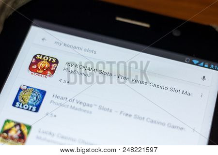 Ryazan, Russia - July 03, 2018: My Konami Slots - Free Vegas Casino Slot Machines Mobile App On The 