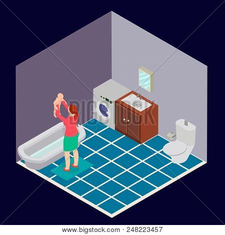 The Bathroom Where The Mother Bathes Her Baby.