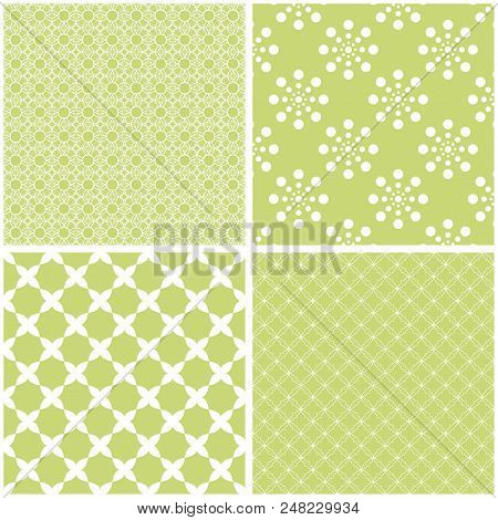 Seamless Backgrounds Collection In Green Pale Tones