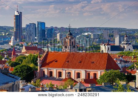 A View Of The Historical Center Of Vilnius From The Hill. Lithuania.