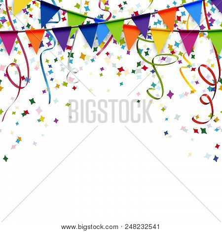 Garlands, Streamers And Confetti Background