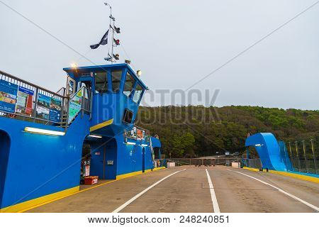 River Fal, Cornwall, Uk - 02 May 2014: The King Harry Ferry Bridge Crossing From Feock To Philleigh.