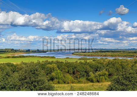 Landscape With Sukhona River From Troitse-gledensky Monastery Hill, Russia