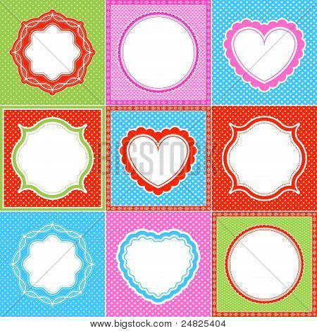 bunte Polka Dot Frame Muster Herz Sammlungen