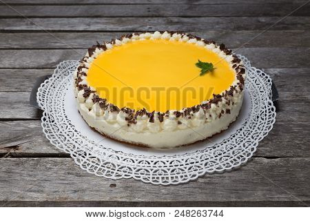 Eggnog Cake On Gray Wooden Background Picture