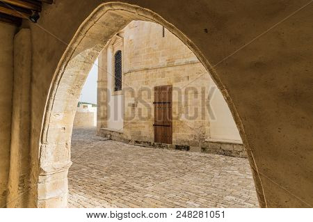 Omodos, Cyprus. May 2018. A View Inside The Timios Stavros Monastery In The Traditional Village Omod