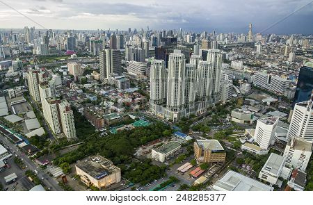 Bangkok Thailand - June7,2017 : Aerial View Of Bangkok Skyscraper And Newly Modern Business Center A