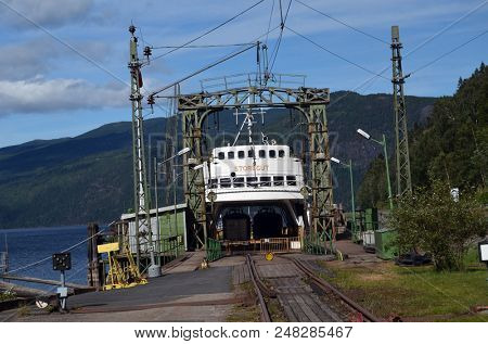 Mael station (near Rjukan). Place of loading on the ferry Hydro heavy water.for Hitler's nuclear program. The ferry is flooded by diversion. History of Telemark sabotasje. June 22,2018.Rjukan,Norway