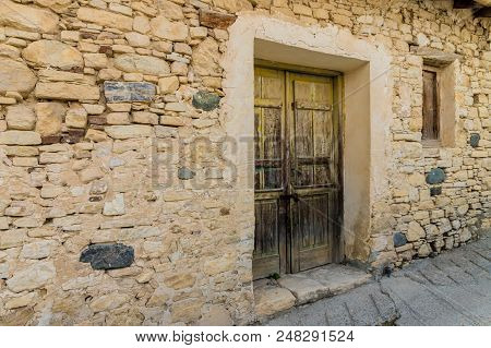 Omodos, Cyprus. May 2018. A Typical View Of A Typical Street In The Traditional Village Omodos In Cy