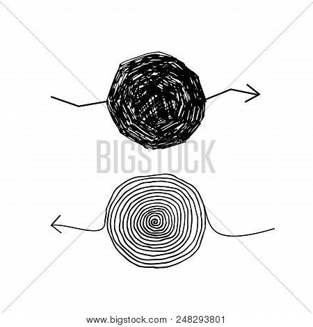Multi Directional Scribble Insane Arrows As Illustration Of Brainstorming Complexity. Embarrassing A