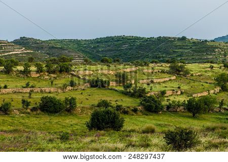 Omodos, Cyprus. May 2018. A Typical View Of The Landscape Of The Traditional Village Omodos In Cypru