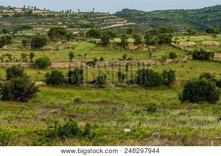 Omodos, Cyprus. May 2018. A Typical View Of The Landscape Of The Traditional Village Omodos In Cypru