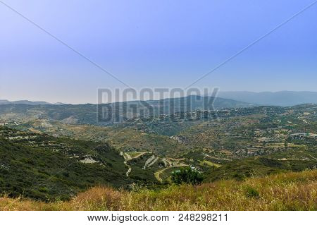 Omodos, Cyprus. May 2018. A Typical View Of The Landscape Of The Traditional Village Omodos In Cypru