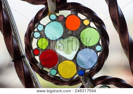 Iron And Color Glass Mosaic Is A Part Of Traditional Decoration