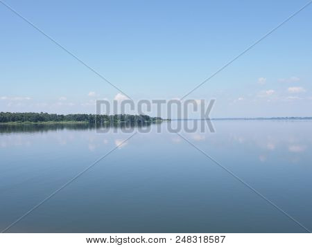 Marvelous Landscapes Of Artificial European Goczalkowice Reservoir In Poland With Beauty Clouds On C