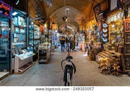 Isfahan, Iran - June 2018:  Isfahan Bazaar In Imam Square In Isfahan, Iran. Bazaar Of Isfahan Is A P