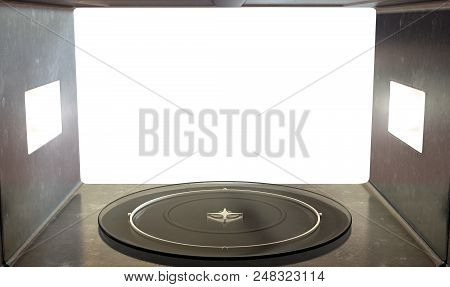 A Close View From Inside An Operational Household Microwave Looking Outwards - 3d Render